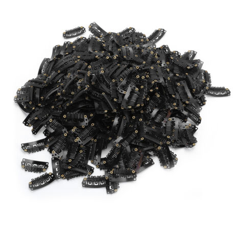 1000 Stück 2,8U Haarspangen aus Eisen, Druckknopfverschlüsse für Extensions und Perücken, Haaraccessoires (Schwarz)