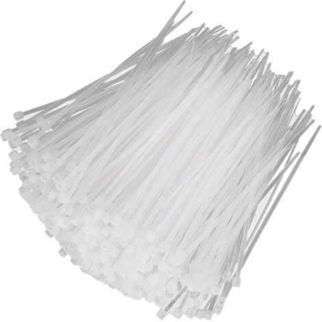 1000 Stück weiße, selbstsichernde Kabelbinder aus Kunststoff, 3 x 100/150 mm (Packung mit 1000 Stück)
