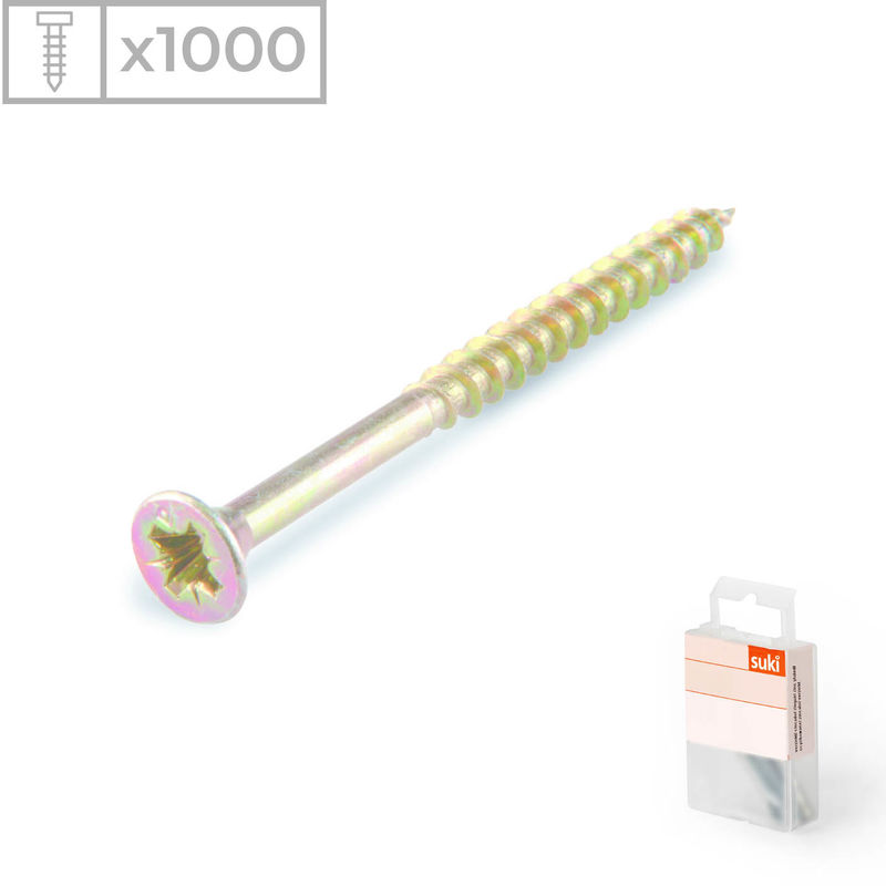 

1000 Tornillos para madera con cabeza avellanada fabricados en acero zincado, medidas 5,0x30mm