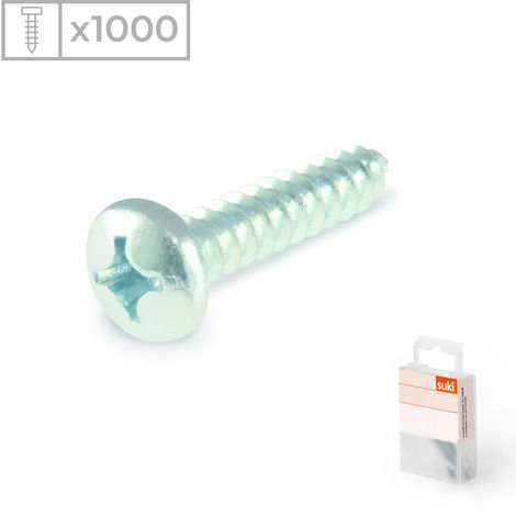 1000 Tornillos rosca chapa con cabeza redonda fabricado en acero zincado, medidas 3,5x9,5mm