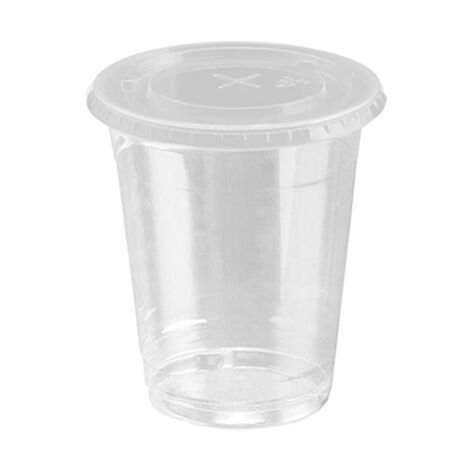 1000 vasos PET con tapa plana cruz 270 ml