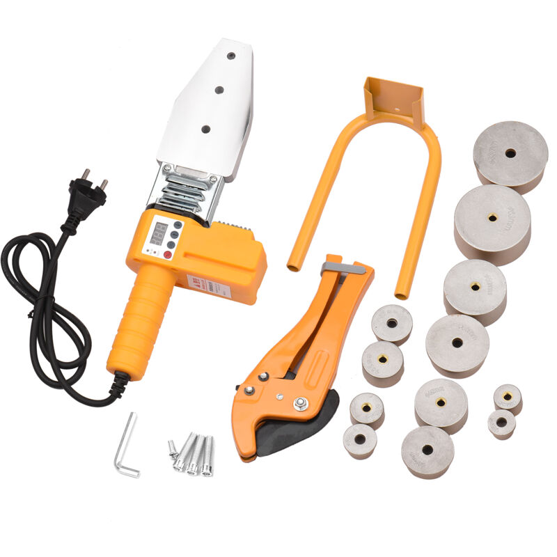 Meterk - 1000-W-Kunststoffrohrschweißgerät, 0-320 ℃ einstellbares digitales Muffenschweißgerät mit doppelter Wärmeableitung, 6 Schneidköpfe