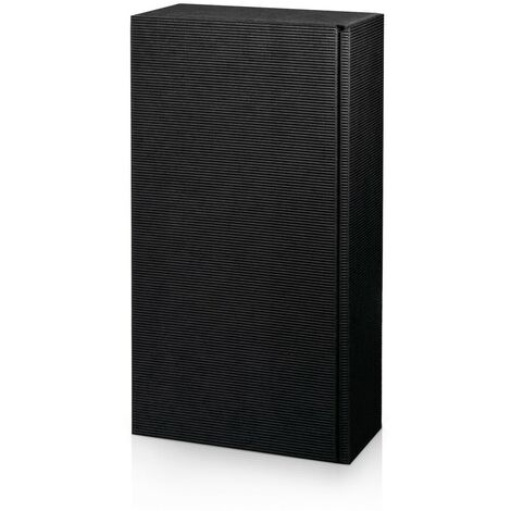 1000 x Präsentkarton für 2 Flaschen 360x180x90 mm offene Welle Schwarz