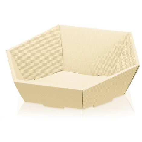1000 x Präsentkorb Geschenkkorb 380x340x75/130 mm offene Welle Creme