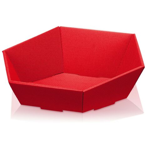 1000 x Präsentkorb Geschenkkorb 465x415x90/155 mm offene Welle Rot