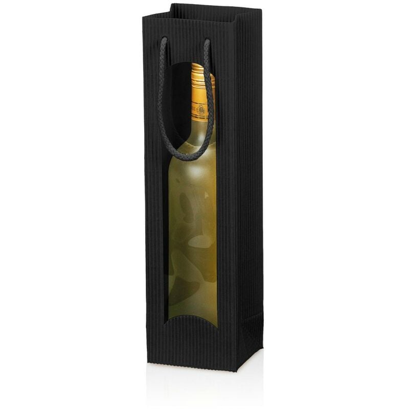 1000 x Tragetasche Geschenktüte für 1 Flasche 100x85x360 mm offene Welle Fenster Schwarz – Schwarz | 04058592804632 1000 x Tragetasche Geschenktüte für 1 Flasche 100x85x360 mm offene Welle Fenster Schwarz – Schwarz | 04058592804632