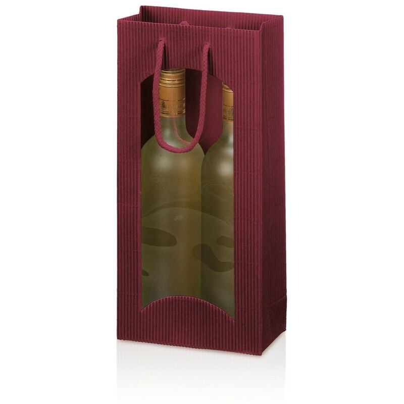 1000 x Tragetasche Geschenktüte für 2 Flaschen 170x85x360 mm offene Welle Fenster Bordeaux – Rot, Bordeaux | 04058592804724 1000 x Tragetasche Geschenktüte für 2 Flaschen 170x85x360 mm offene Welle Fenster Bordeaux – Rot, Bordeaux | 04058592804724