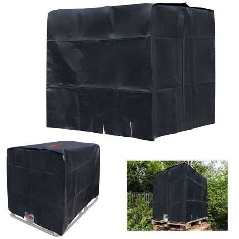 1000L Bucket Cover Housse anti-poussière IBC Water Tank Ton Bucket Cover Housse de protection Couvercle de réservoir d'eau 210D Oxford Cloth Sunscreen, Noir 120 100 116cm