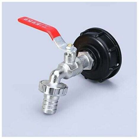 1000L Tankhahn Regenwassersammelhahn, IBC Wassertankadapter 1/2" Doppelter Regenwassersammelhahn, Legierungsmaterialhahn aus PP Grobgewinde 60mm