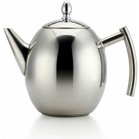 1000ml/34oz Théière Bouilloire en, Acier Inoxydable Tea Pot Cafetière Filtre (Argent)