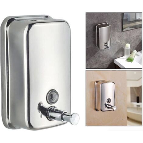 1000ml Wall-Mounted Soap Dispenser, Stainless Steel Bathroom or Kitchen Soap Dispenser, Manual Liquid Soap Dispenser