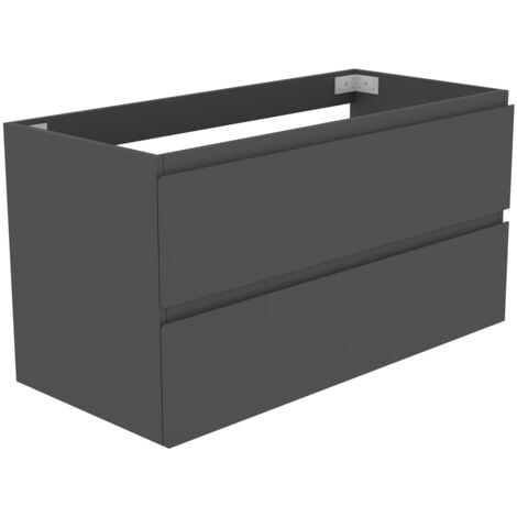 1000mm Wall Mounted Bathroom Vanity Unit without Basin Matt Grey 2 Soft Close Drawers - Flat Pack