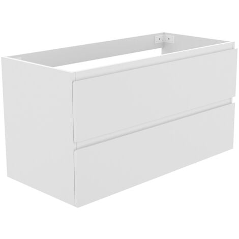 1000mm Wall Mounted Bathroom Vanity Unit without Basin Matt White 2 Soft Close Drawers - Flat Pack