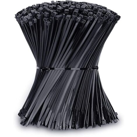1000pcs 18kg Black Pull Resistant Cable Ties for Indoor and Outdoor Use - 200 x 3.6mm