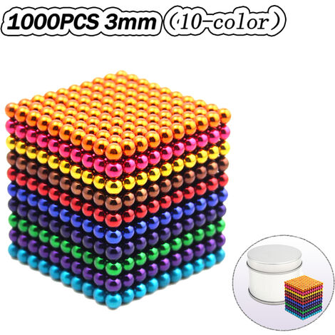 1000Pcs 3mm Magnetic Ball Set Magic Magnet Cube Building Toy for Stress Relief Mix 10-Color