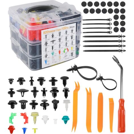 SEVENGIRL 1000PCS Clips Voiture,Rivet Clips Voiture,Rivet Plastique Voiture Clips Panneaux de Portes,avec Boîte De Rangement et Outil de Démontage,Convenant pour les Ateliers et Réparations Automobile