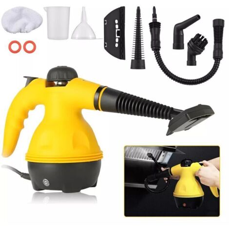 1000W Nettoyeur Vapeur Portable Polyvalent,Mini Nettoyage Nettoyant,Avec 9 Accessoires Pour éliminer Les Taches de Rideau,Vitre,Tapis,Sièges D'auto,Sofa,Cuisines,SallesDe Bain