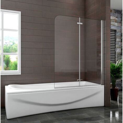 1000x1400mm Pivot Hinge Bath Shower Screen Over Bath 2 Fold Folding Easyclean Glass Panel