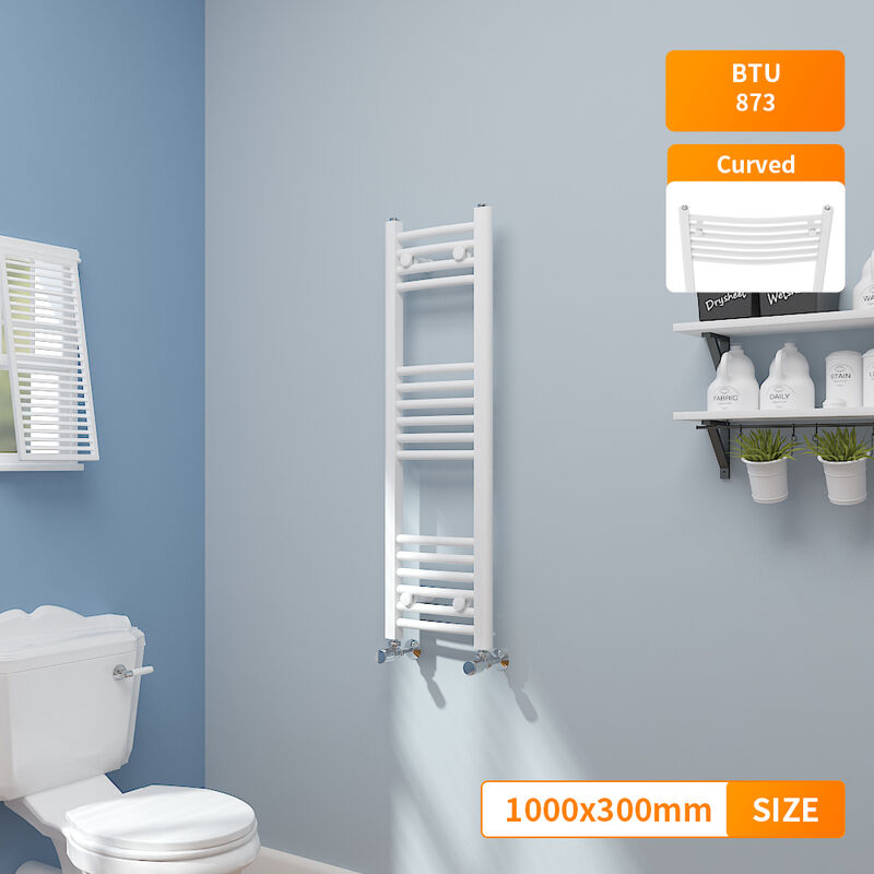 Image of 1000x300mm White Heated Towel Rail Radiator&hellip;