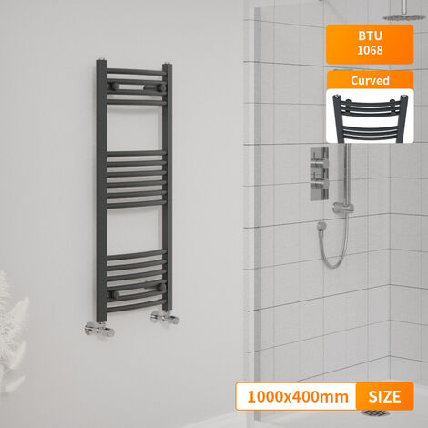 1000x400mm Curved Modern Heated Towel Rail Radiator Bathroom Anthracite Ladder Warmer