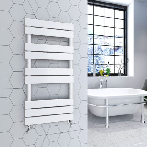1000x450mm White Heated Towel Rail Radiator Flat Panel
