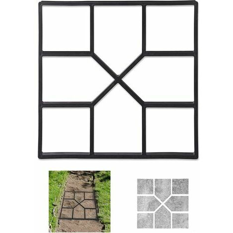 WENH 10025399 Concrete mould, formwork mold to cast yourself, mold for paving slabs, 40x40cm, robust plastic, black Moule à béton en Plastique Noir 40 x 40 cm, 1 pièce
