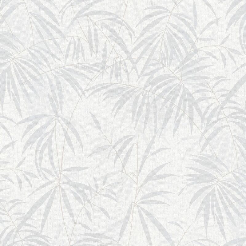 Papier Peint fleuri blanc et gris Tapisserie feuillage gris pour salon, cuisine & plus Papier Peint intissé motif floral - Bricoflor