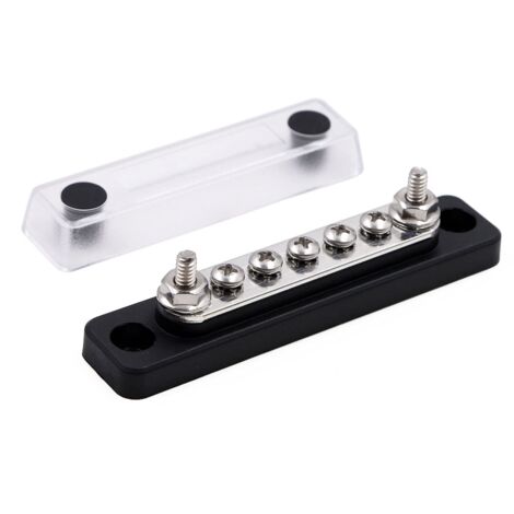 100A Distribution Bar with 2 Studs, 5 Screws and Cover, 12V 24V 48V DC