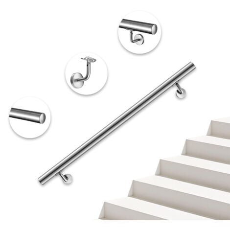 100cm 304 Stainless Steel Handrail for Stairs, Wall Mounted Stair Railing for Outdoor Indoor