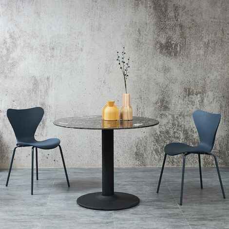100cm Black Pantheon Marble Round Dining Table with Black Leg