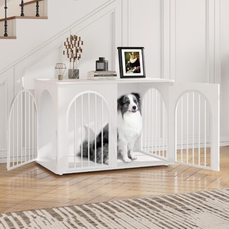 100cm Cage pour Chiens,Table d'Appoint,Cage Chien Moyenne,3 Porte