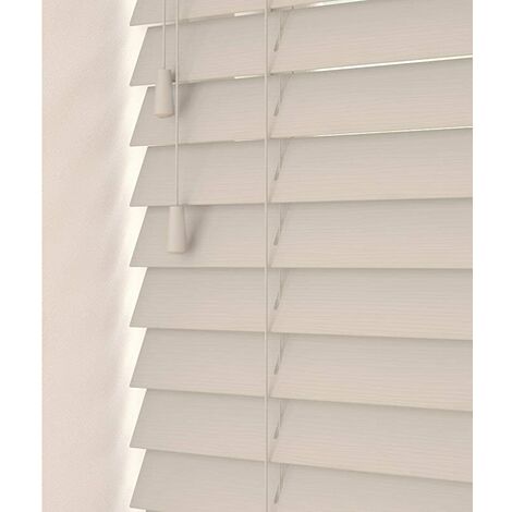 NEWEDGEBLINDS 100cm Cloud Faux Wood Venetian Blind With Strings (50mm Slats) Blind With Strings (50mm Slats)