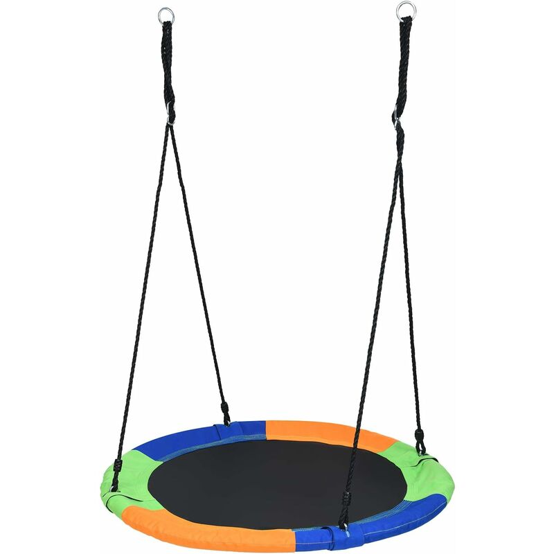 

Ø100cm Columpio Nido para Niños Columpio Redondo con Cuerda 100-160cm Ajustable Carga hasta 150kg para Interior y Exterior Jardín Parque Multicolor