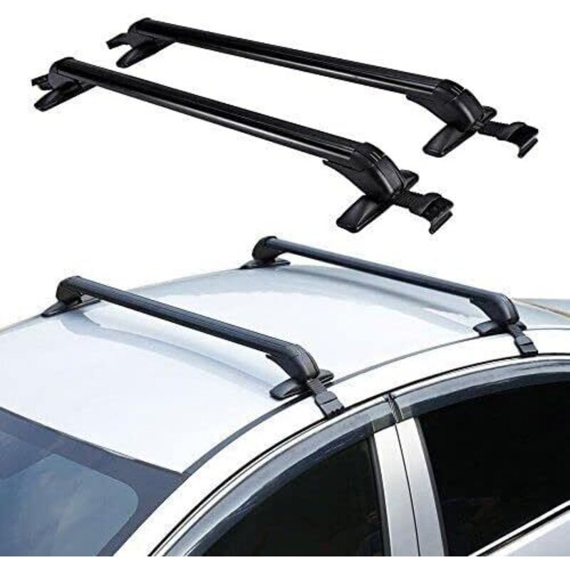 100cm Universal Roof Rack Cross Bars with 2 Keys, Adjustable Bare Roof Crossbars, Aluminum Car Accessories, Max. 165.34lbs, for Most 4 or 5 Door Cars
