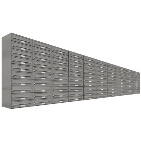 100e Premium Briefkasten Aluminiumgrau RAL Farbe 9007 für Außen Wand Postkasten