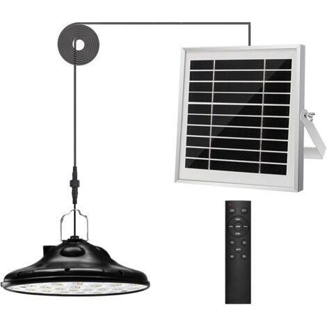 100Leds 1200LM Outdoor Solar Light, 3 Mode Solar Hanging Lamp, Adjustable Solar Panel, 4 Brightness with Remote Control, IP66 Waterproof LED Lighting for Garden, Camping/Pergola/Balcony/Terrace [Energ