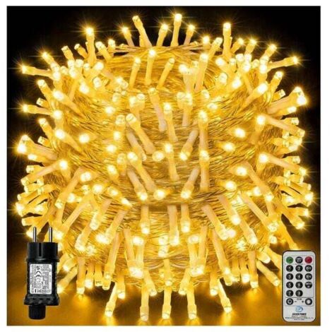 100m 1000LED LED String Lights, IP44 Waterproof Christmas Lights with Remote Control and Timer, 8 Modes, Warm White  MUMU