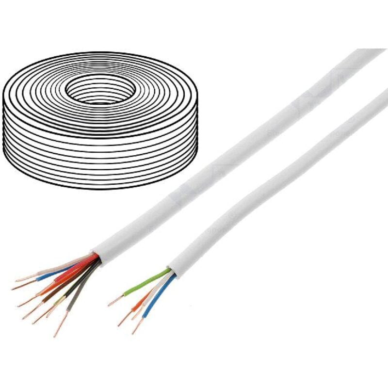100m Cable video surveillance - ytdy - cuivre - 8x0.5mm - blanc