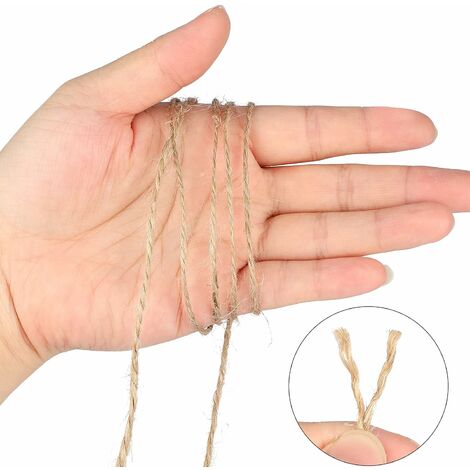 100M Cuerda de yute Cuerda de jardinería Cuerda natural Hilo de yute Cuerda fina para jardinería Decoración de bodas, Artes creativas DIY Envoltura de regalos - DKSFJKL