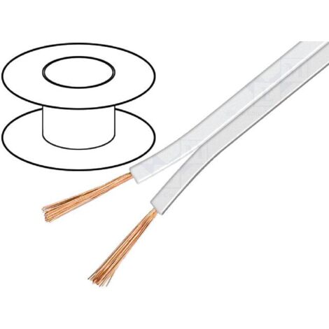 100m de Cable de haut parleurs - 2x0.75mm2 CCA blanc