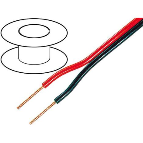 100m de Cable de haut parleurs - 2x1mm2 OFC noir et rouge