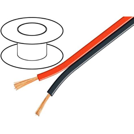 100m de Cable de haut parleurs - 2x2.5mm2 OFC noir et rouge