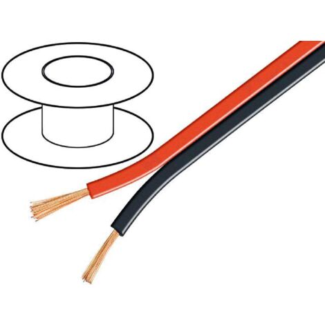 100m de Cable de haut parleurs - 2x4mm2 CCA noir et rouge