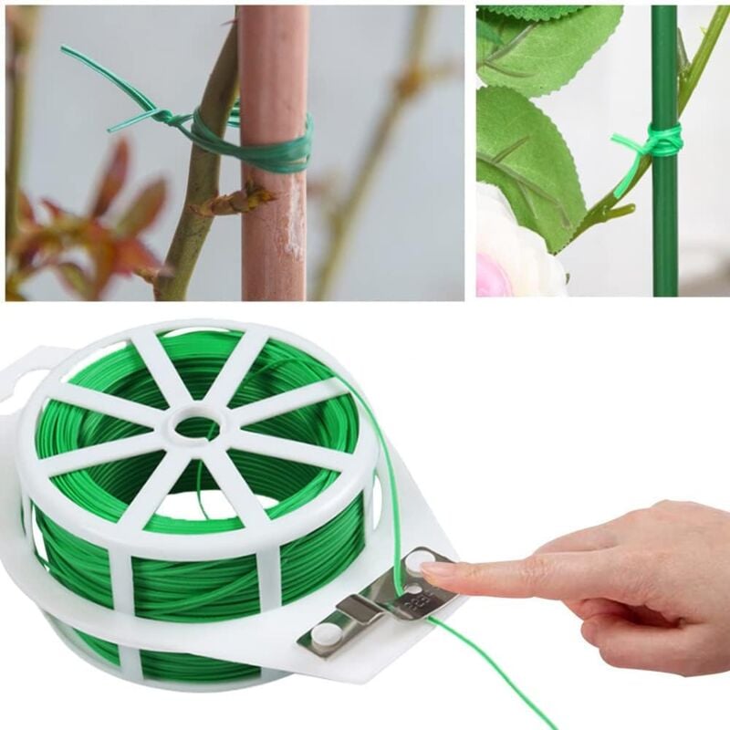 Jusch - 100M Fil Jardinage Vert Attaches Jardin pour Plantes Lien de Ligatures Cravates de Jardin Réutilisable