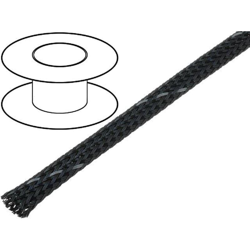 100m gaine polyester tresse 49 5mm gris fonce