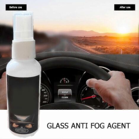 100ml Anti-buée vitres auto, spray antibuée pare-brise, nettoyant vitrage voiture, accessoires intérieurs auto, désembuage rapide pour lunettes et vitres.