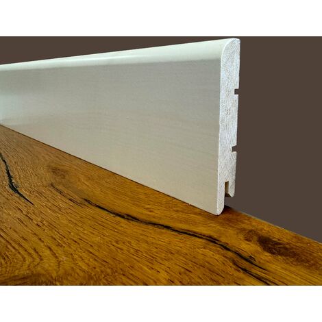 100ml di Battiscopa PREMIUM in legno MASSELLO BC 91x15 laccato bianco liscio