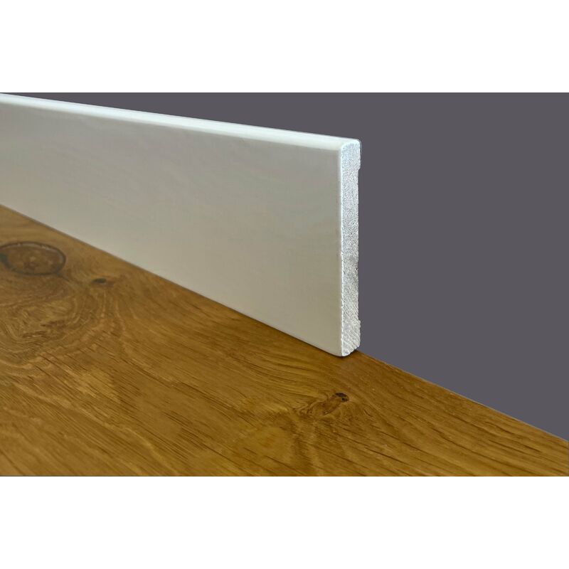 Image of 100ml di Battiscopa premium in legno massello squadrato 70x10 laccato bianco