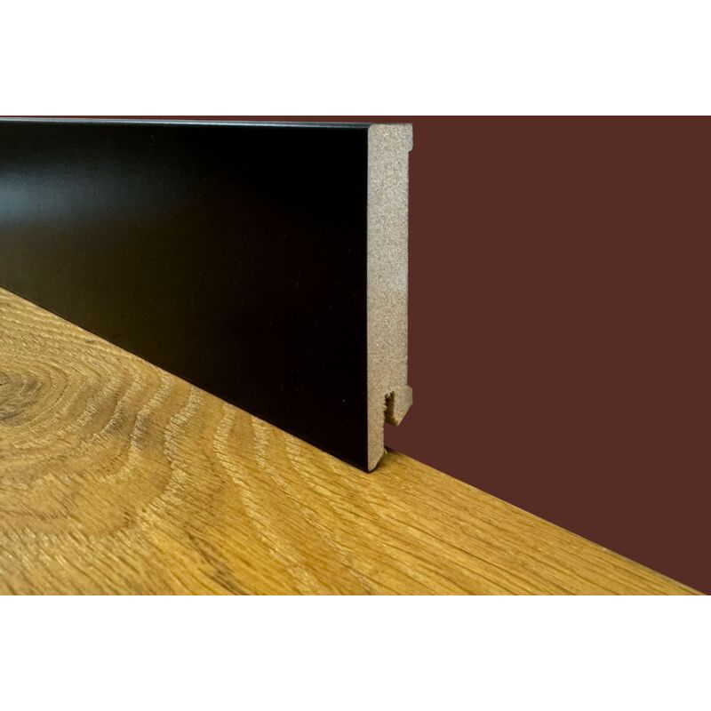 Image of Eternalparquet - 100ml di battiscopa zoccolino squadrato in fibra di legno compatta 80X15 nero (total black)