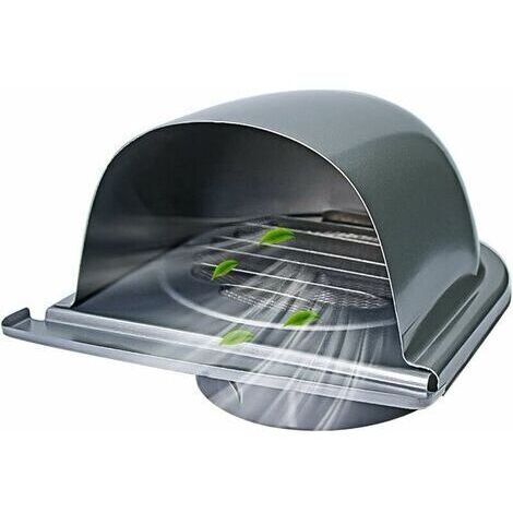 100mm Grille Aeration de Ventilation Inox, Grille de Hotte Cheminée Ronde Extéri, Grille D'aération U avec Filet Anti-insectes, Grille Ventilation avec 45° Lamelles, pour Cuisine